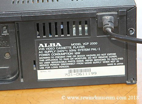 Alba VCP 2000 VHS playback only player.