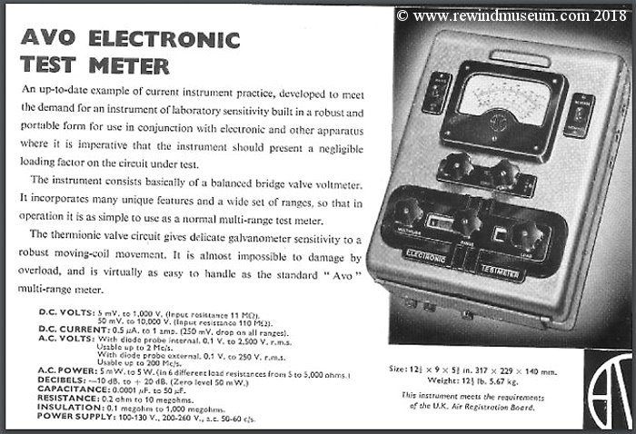 AVO type 4 valve multimeter advert.