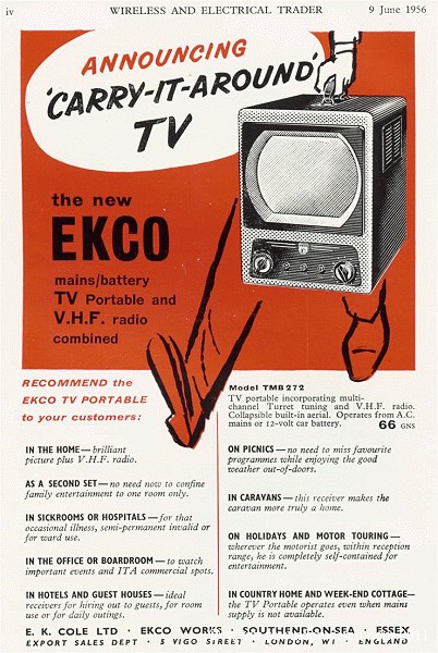 Portable 1955 Ekco TV