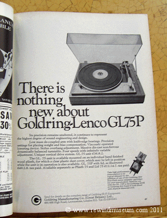 GL75 advert from HI FI Sound magazine Feb. 1970