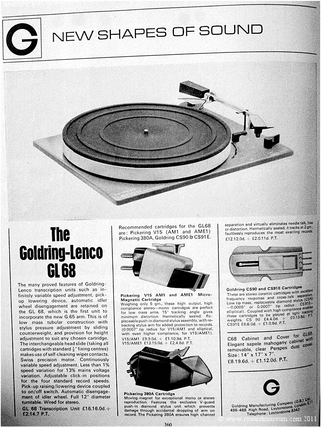 HiFi News. August 1965. Goldring Lenco GL68