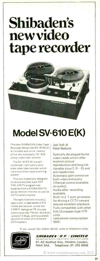 Shibaden SV- 610E reel to reel video recorder advert