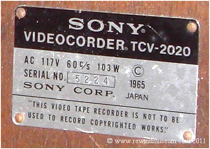 Sony tCV-2020 Videocorder