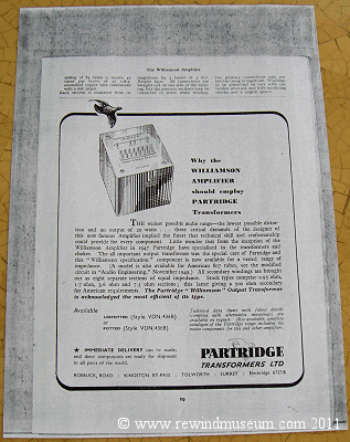 Partridge Transformers for the Williamson amplifier for sale.