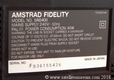 Amstrad SRX400 serial number