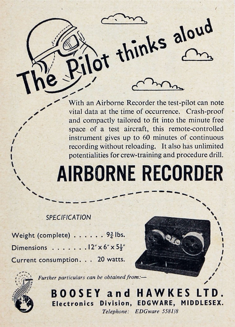 Boosey & Hawkes recording device for test-pilots