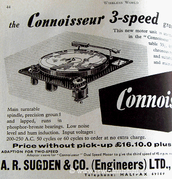 Connoisseur pick up arm advert 1952