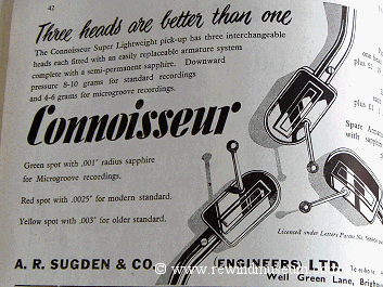 Connoisseur pick up arm advert 1952