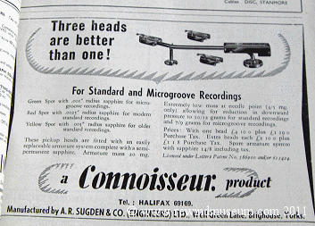 Connoisseur pick up arm advert 1952