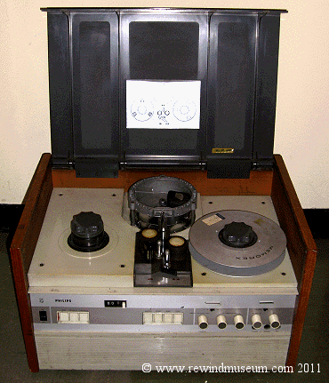 Museum of vintage reel to reel video recorders. Open reel black and white  antique video recorders.