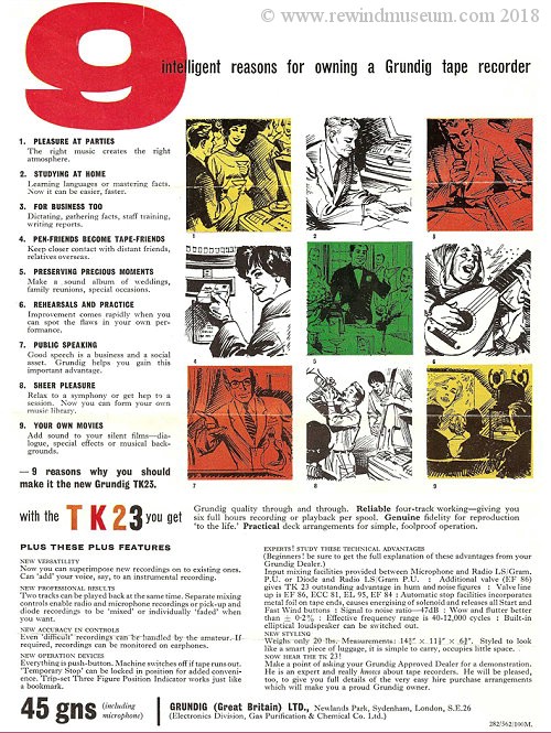 Grundig TK23 Tape Recorder Brochure