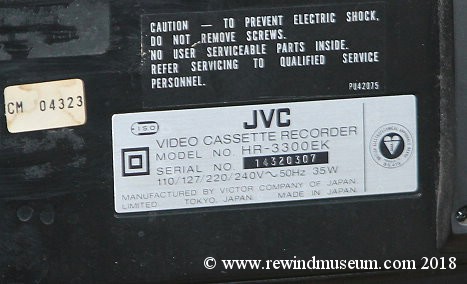 JVC HR-3300 VHS video recorder.