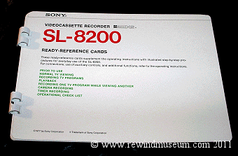 Sony SL8200 quick reference cards
