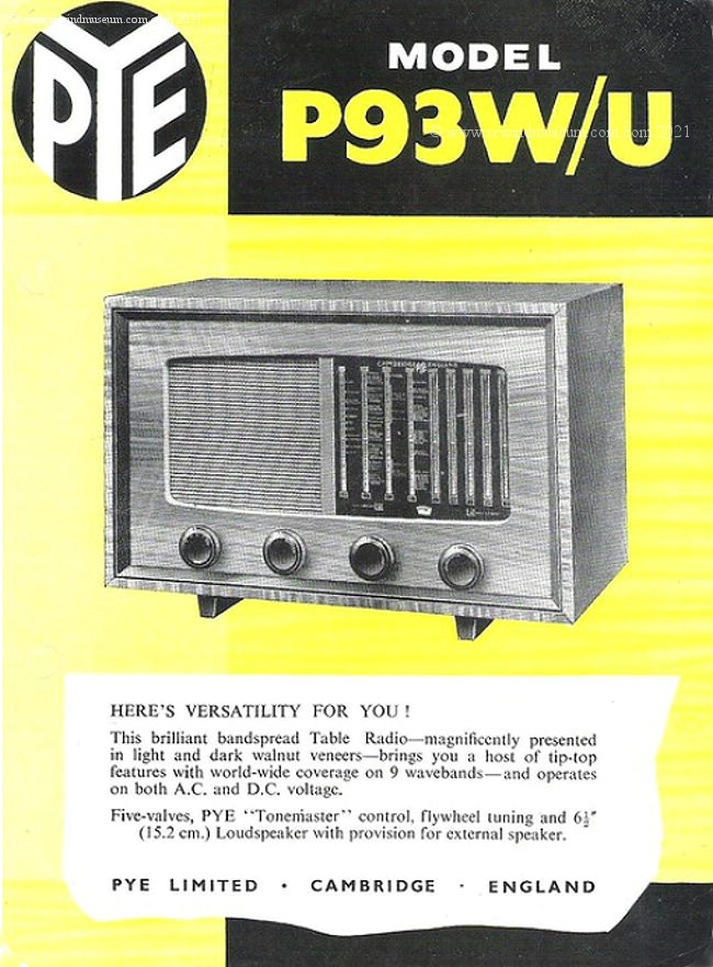 Pye P93W/U valve radio.