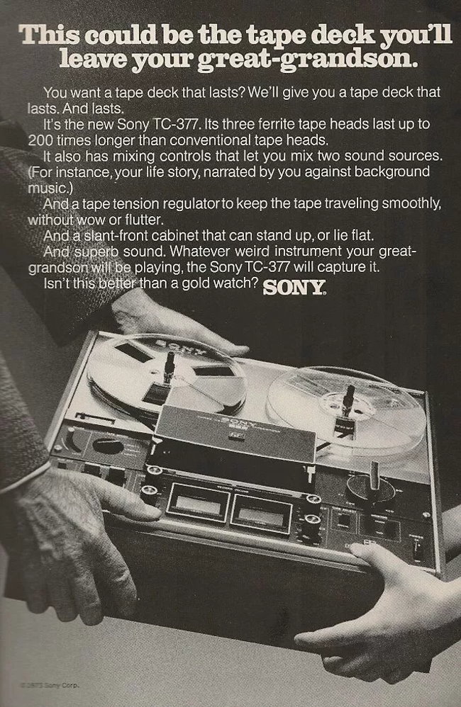 Sony TC-377 reel to reel recorder advert