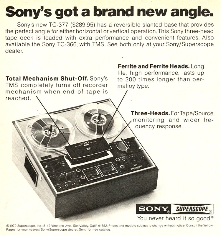 Sony TC-377 reel to reel recorder advert