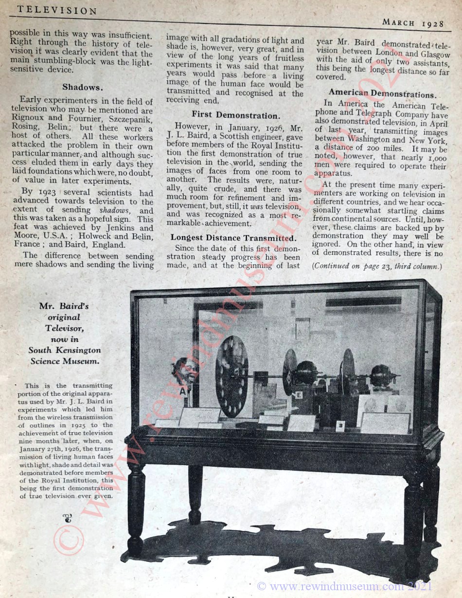 Television Magazine 1928, Vol. 1, No 1. 1873-1927.